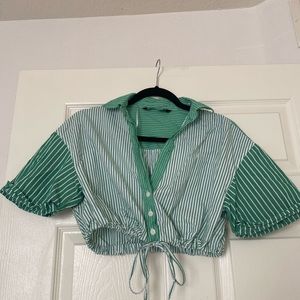Zara Stripped Button Crop Top